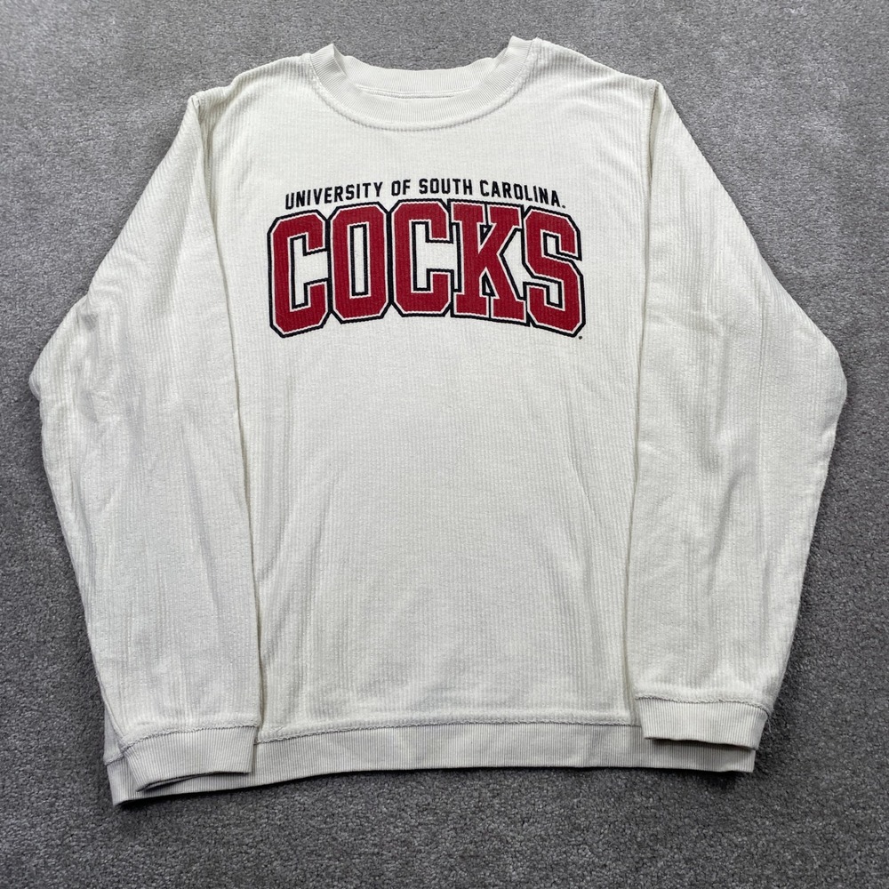 Boxercraft USC Gamecocks Sweatshirt Womens Medium Cream Corded Ribbed Pullover